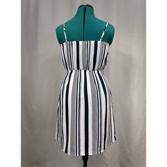 Monteau LA Thin Adjustable Strap Striped Dress Size Medium Color Blue and White - Picture 5 of 8